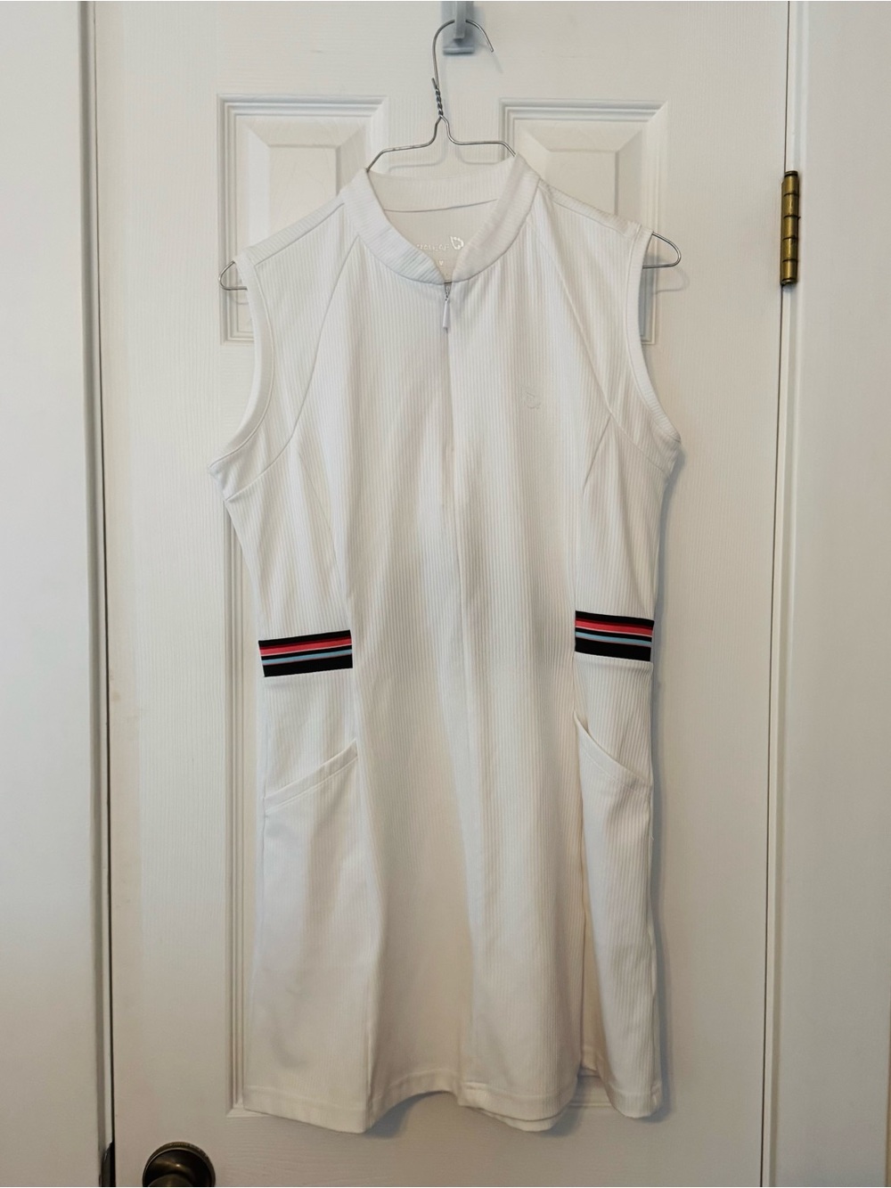 BALEAF White Ribbed Sleeveless Athletic Dress Medium Tennis Golf Activewear